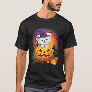 T-shirt Citrouille maltais sorcière Halloween Costume Amou