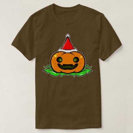 T-shirt Citrouille mignon avec Noël Chapeau Noël Halloween (Design devant)