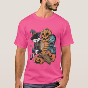 T-shirt Citrouille Mummy Zombie Chats noirs Halloween Kitt