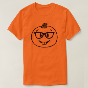 T-shirt Citrouille Nerdy Emoji Chemise Nerd Halloween Emoj