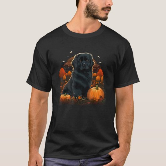 T-shirt Citrouille Newfie Costume de chien sur Newfoundlan (Devant)