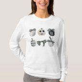 T-shirt Citrouille noir blanc Coquette Bow Halloween (Devant)