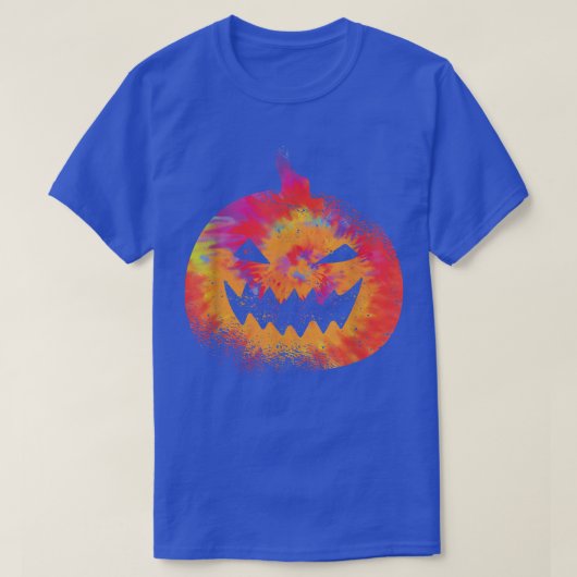 T-shirt Citrouille Orange Tie Dye Jack O Lantern Visage Ha (Design devant)