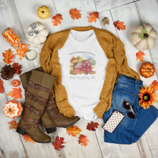 T-shirt Citrouille Patch Family Farm Rustic Grange Automne