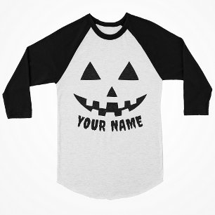 T-shirt Citrouille Personnalisée Halloween Nom Noir & Blan