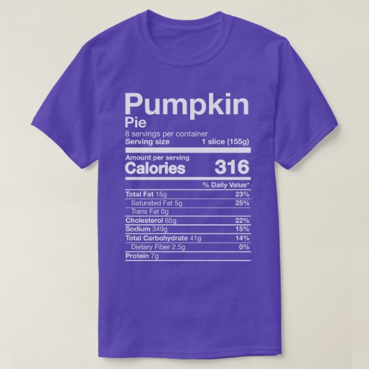 T-shirt Citrouille Pie Nutrition Drôle Thanksgiving Facile (Design devant)