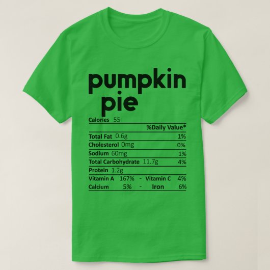 T-shirt Citrouille Pie Nutrition Facts Drôle Thanksgiving  (Design devant)