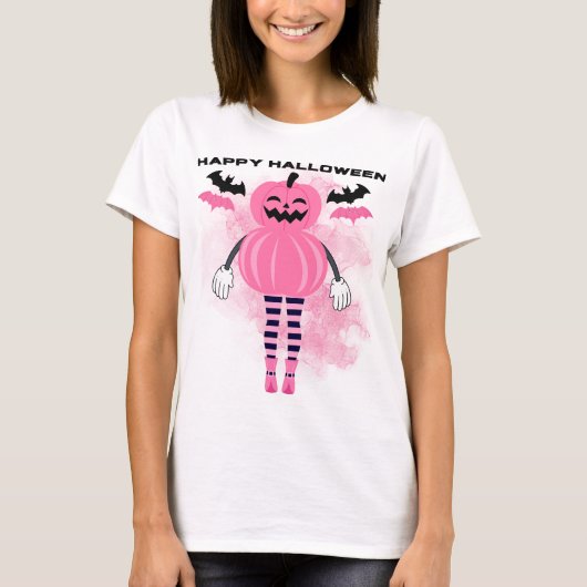 T-shirt citrouille rose Halloween (Devant)