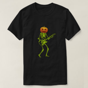 T-shirt Citrouille Skeleton Play Guitare Lumineuse Costume
