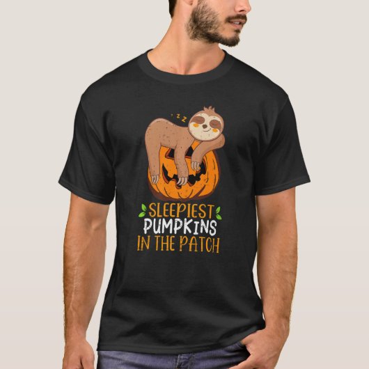 T-shirt Citrouille Sleepiest Dans Le Patch Halloween Mem (Devant)