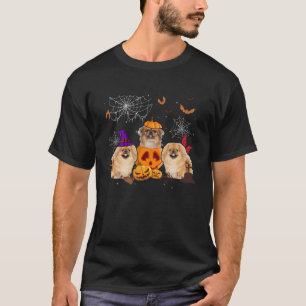 T-shirt Citrouille Sorcière Pekingese Match Chien Hallowee