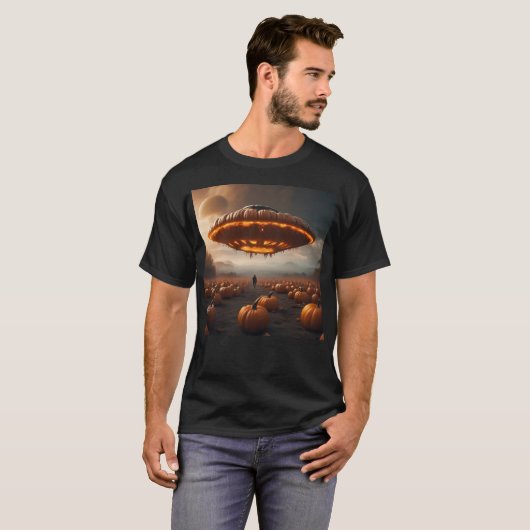 T-shirt Citrouille Spatial Sur Planète (Devant entier)
