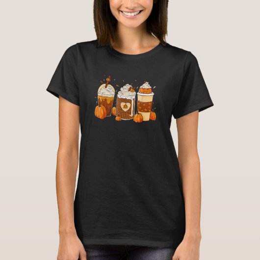 T-shirt Citrouille Spice Latte Automne Café Thanksgiving P (Devant)
