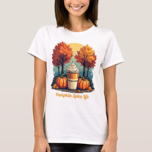 T-shirt Citrouille Spice Life Automne Vibes Graphisme fémi (Devant)