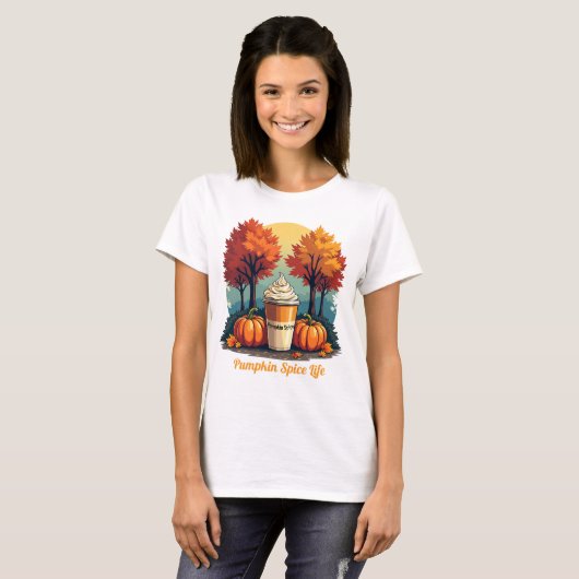 T-shirt Citrouille Spice Life Automne Vibes Graphisme fémi (Devant entier)