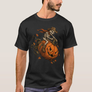 T-shirt Citrouille squelette Halloween vintage