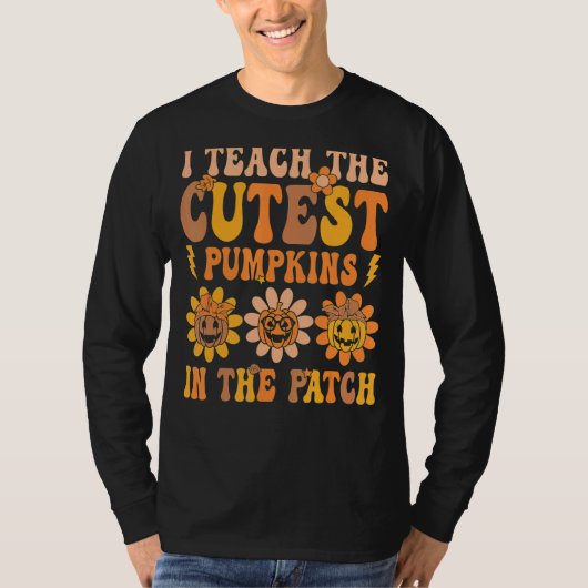 T-shirt Citrouille Super Retro Dans Le Patch Hallowee (Devant)