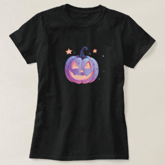 T-shirt Citrouille Violette Pastel Goth avec Étoiles