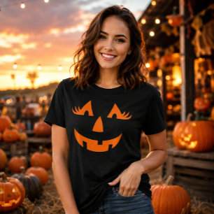 T-shirt Citrouille Visage Jack O Lantern Féminin Halloween