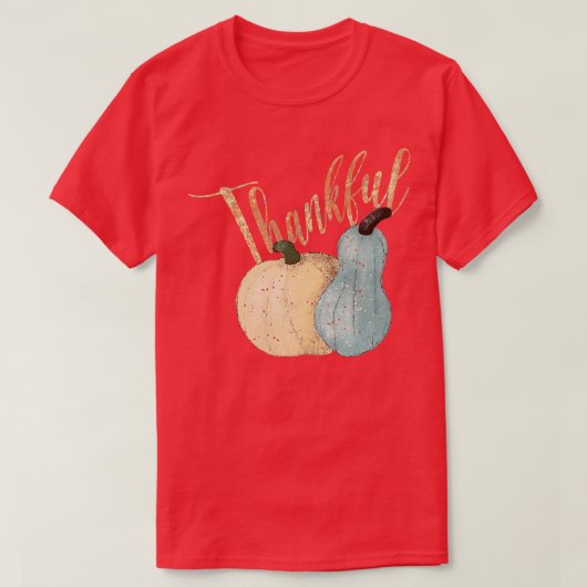 T-shirt Citrouilles bleu et blanc remercient automne (Design devant)
