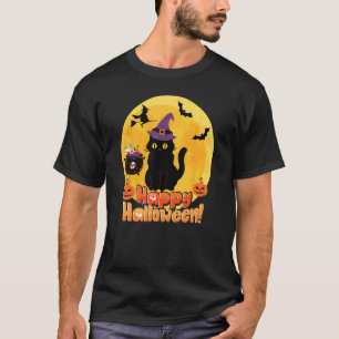 T-shirt Citrouilles de chat mignon Sorcière Joyeux Hallowe