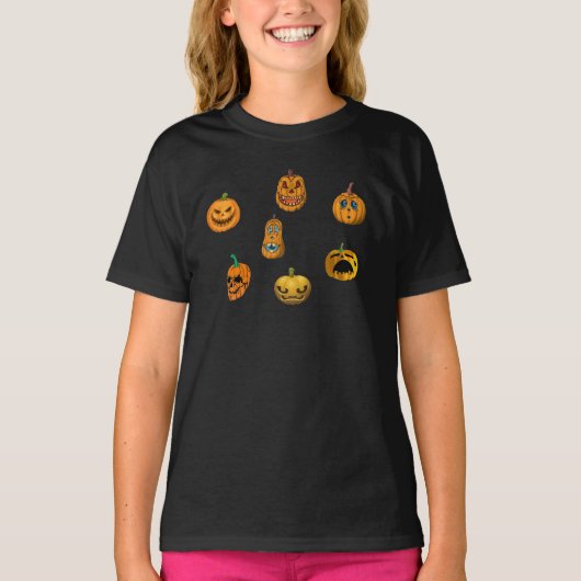 T-shirt Citrouilles d'Halloween. (Devant)