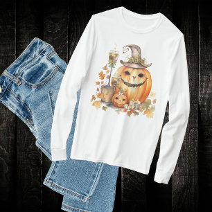 T-shirt Citrouilles mignons avec des vaches, des bougies e