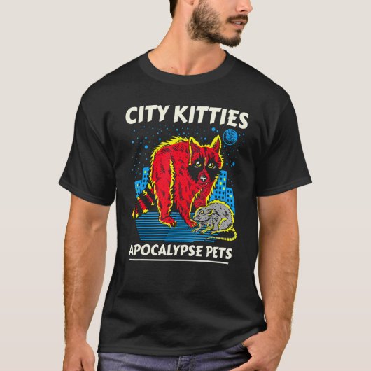 T-shirt City Kitties Apocalypse Animaux Raccoon Opossum Cl (Devant)