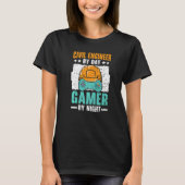T-shirt Civil Engineer By Day Gamer By Night Video Game (Devant)