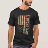 T-shirt Civill Engineer 4th Of July US Flag Patriotic Engi (Devant)
