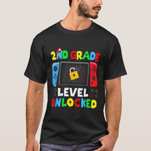 T-shirt Ck To School 2nd Grade Level Unlocked Gamer Kids B (Devant)