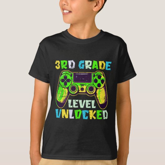 T-shirt Ck To School 3rd Grade Boys Gamer First Day Third  (Devant)