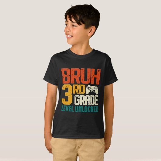 T-shirt Ck To School 3rd Grade Gamer Bruh 3rd Grade Level  (Devant entier)