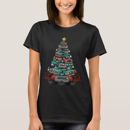 T-shirt Ckup Truck Christmas Tree Funny Clic Car Graphic M (Devant)