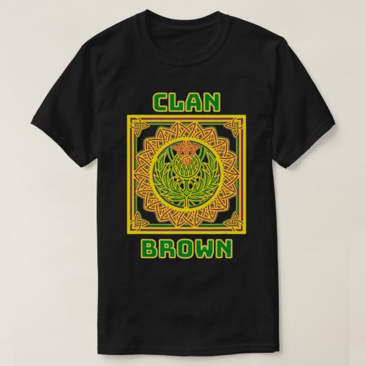 T-shirt Clan Brown Scottish Celtic Thistle (Design devant)