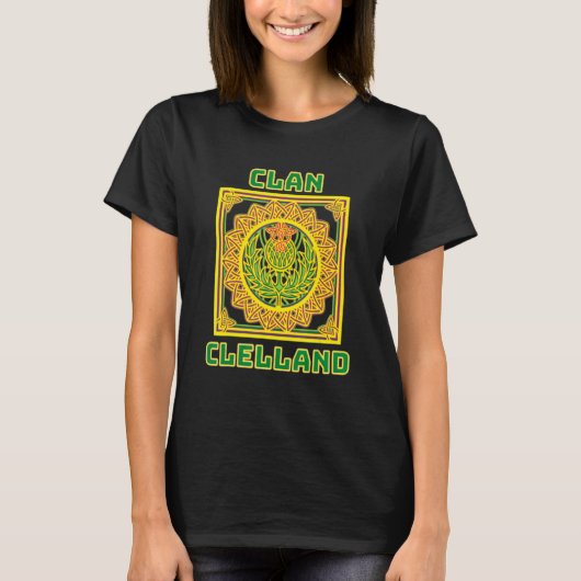 T-shirt Clan Clelland Scottish Celtic Thistle (Devant)