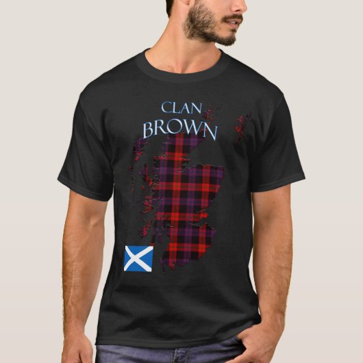 T-shirt Clan écossais Brown Tartan Écosse (Devant)