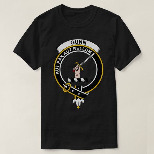 T-shirt Clan écossais de Tartan Crest Gunn (Design devant)