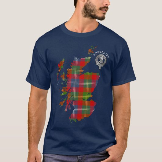 T-shirt Clan Forrester Tartan Carte & Crest (Devant)