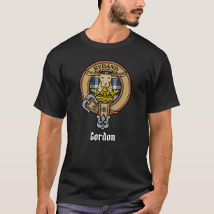 T-Shirt Clan Gordon Crête sur Tartan de Soirée
