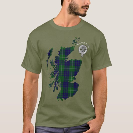 T-shirt Clan Hamilton Chasse Tartan Carte & Crest (Devant)