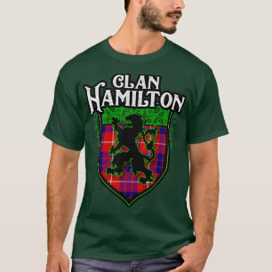 T-shirt Clan Hamilton Nom de famille Scottish Tartan Lion 