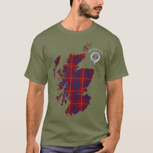 T-shirt Clan Hamilton Tartan Map & Crest