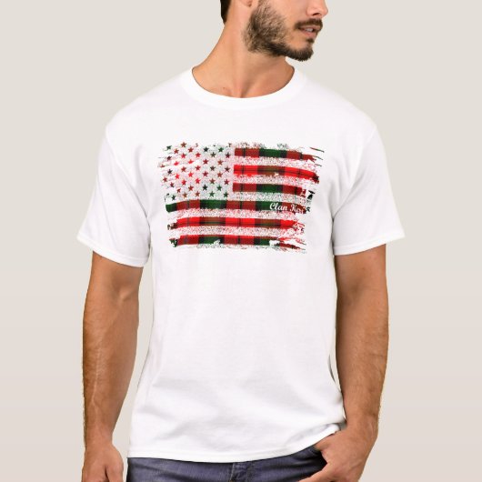 T-shirt Clan Kerr Surnom American Flag Scottish Tartan (Devant)