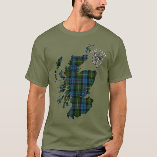 T-shirt Clan MacKenzie Tartan Carte & Crest (Devant)