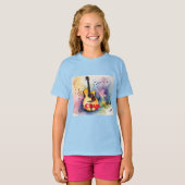 T-shirt "Clap 'n' Strum : Light Blue Kids' Musical Tee" (Devant entier)