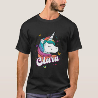 T-shirt Clara - Adorable Nom De Fille Avec Belle Unicorne
