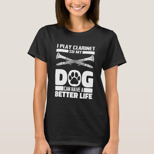 T-shirt Clarinet Dog - Woodwind Instrument Clarinetist (Devant)
