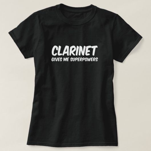 T-shirt Clarinet Superpuissances Funny Superhero Music (Design devant)