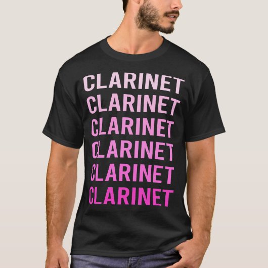 T-shirt Clarinette à texte rose (Devant)